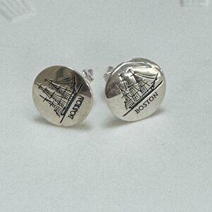 Boston Beach Earrings S925 Sterling Silver Stud Earrings Handmade
